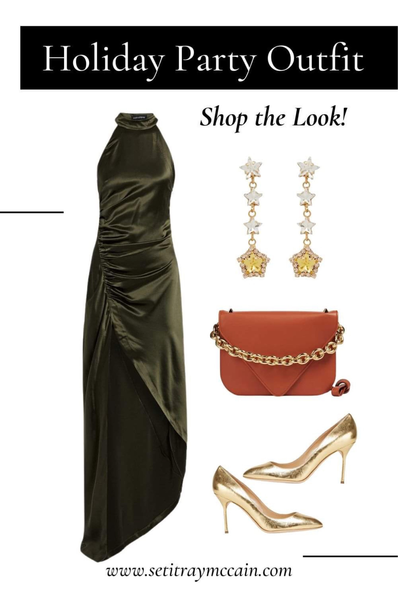 ASYMMETRIC GATHERED SATIN MIDI … curated on LTK