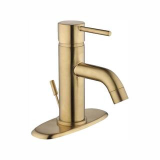 Modern Single Hole Single-Handle Low-Arc Bathroom Faucet in Matte Gold | The Home Depot