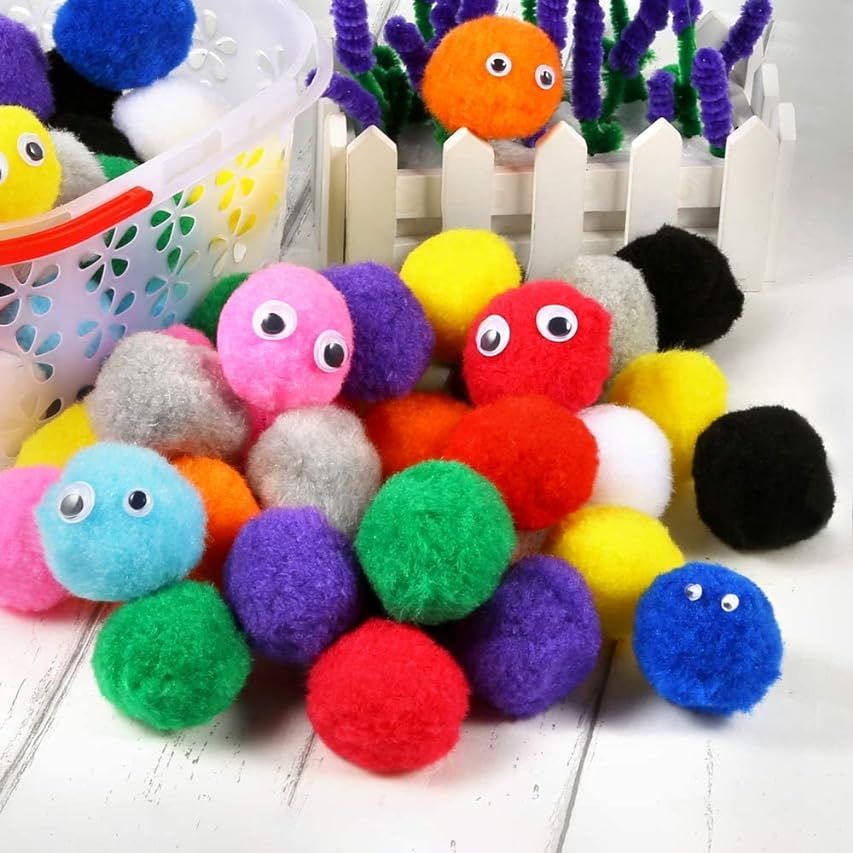 WAU Craft Pom Poms Balls - 300 pcs 1 inch Multicolored Pompoms for Arts and DIY Projects | Amazon (US)