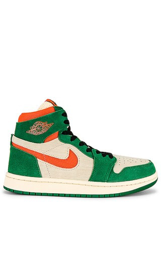 Air Jordan 1 Zoom Comfort 2 Sneaker in Pine Green, Orange Blaze, & Muslin | Revolve Clothing (Global)