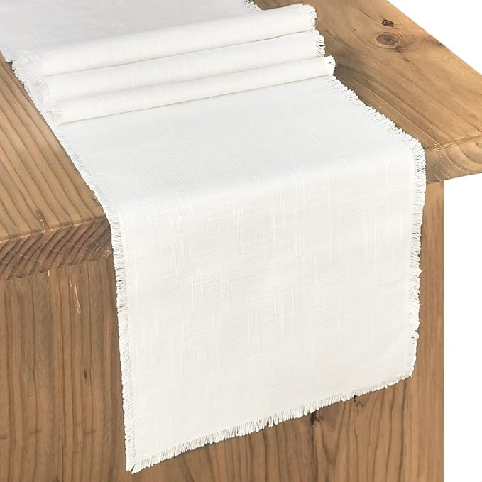 Letjolt White Table Runner 72 Inches Farmhouse Table Runner Christmas Table Runner Linen-Cotton F... | Amazon (US)