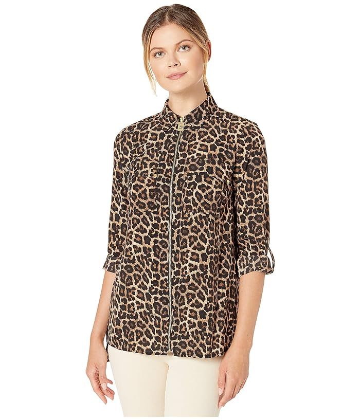 MICHAEL Michael Kors Leopard Dog Tag (Dark Camel) Women's Clothing | Zappos