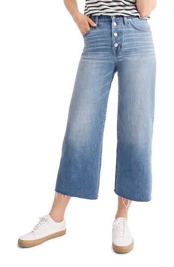 Women's Madewell Button Front Wide Leg Crop Jeans | Nordstrom