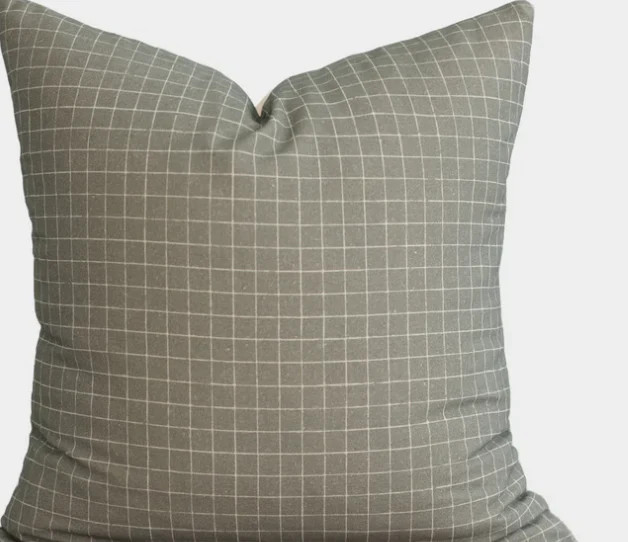22" Wells Grid in Moss (Pillow Cover) | Eco Chic Home