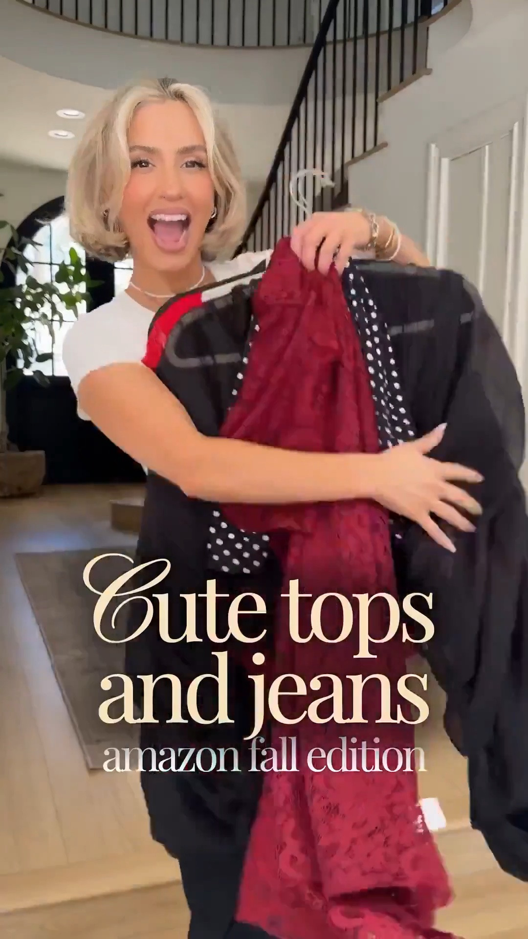 Cute tops & jeans | Amazon fall edition! 🥰 these are perfect for date night, brunch with the girls, any kind of special event or dinners! 

Jeans are 27x30 
Tops small

The first burgundy long top is part of a matching set and I’m wearing it with the burgundy Bandeau top that I linked below.