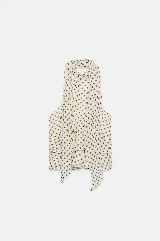 RUFFLED HALTER NECK TOP WITH DOTS | Zara UK