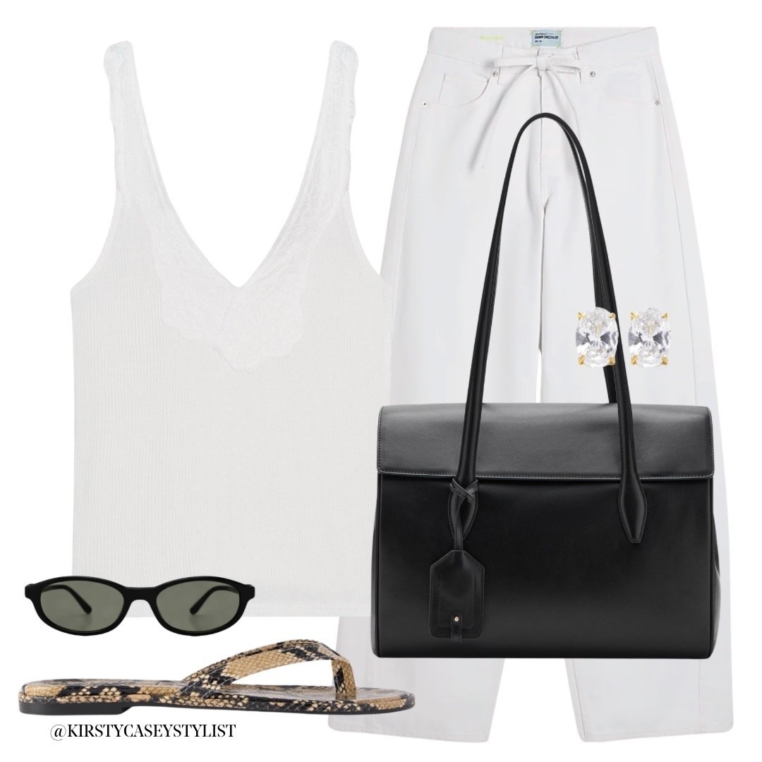 Acessories can make an outfit - this simple all white jeans and vest has been brought to life with a statement sandal, oversized bag and chic sunglasses 🫶🏼

#outfitinspo #accessories #elevatedbasics #allwhiteoutfit #springoutfit

#LTKspring #LTKstyletip #LTKjeans