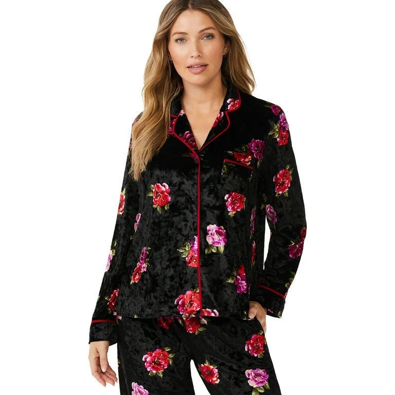 Sofia Intimates by Sofia Vergara Women's and Women's Plus Size Crushed Velvet Pajama Set, 2-Piece | Walmart (US)