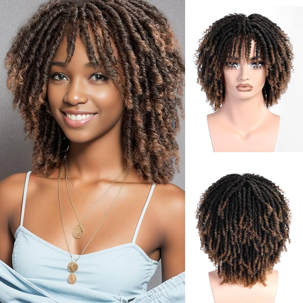 Dreadlock Wig, Short Braided Wigs for Black Women and Men, Synthetic Dreads Wig with Bangs, Gluel... | Amazon (US)