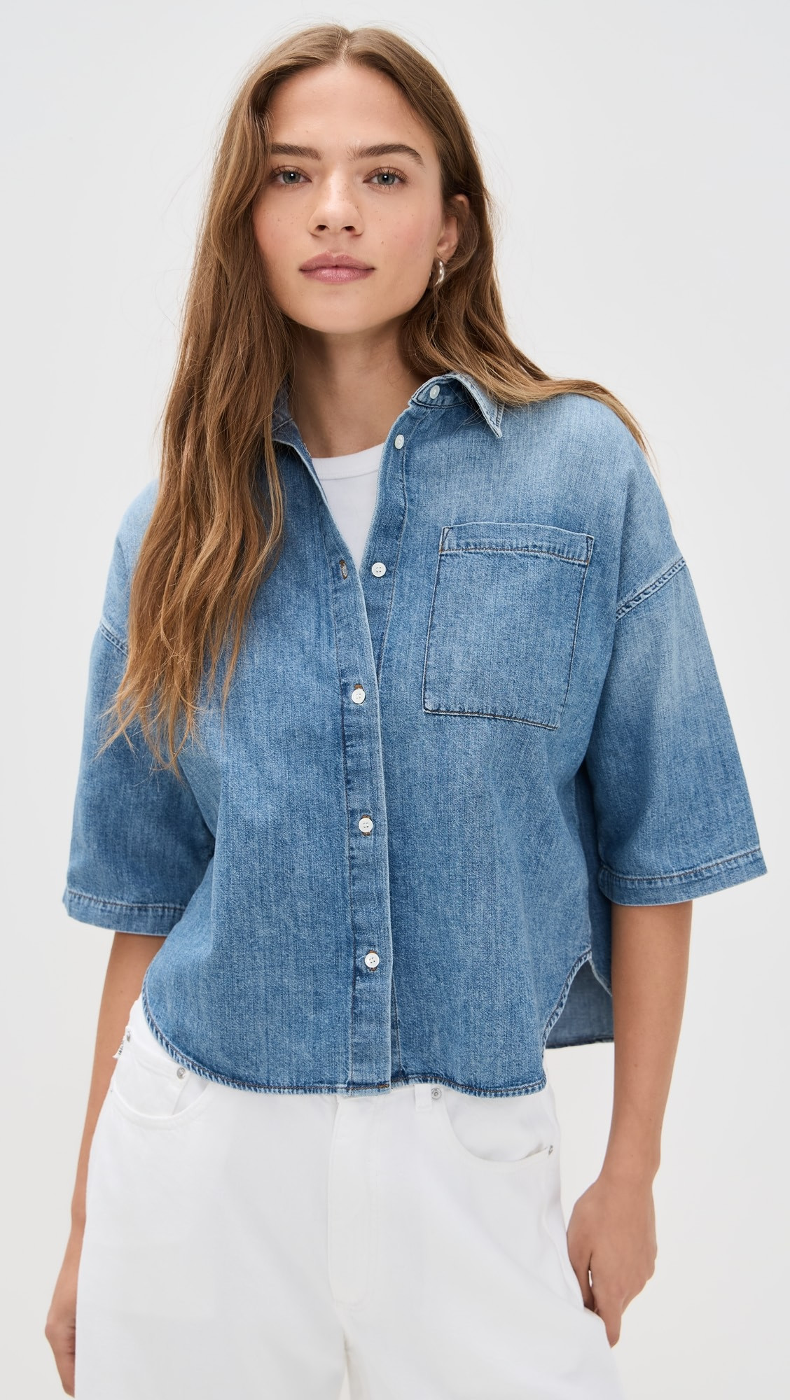 Frances Cropped Cape Button Up Shirt | Shopbop
