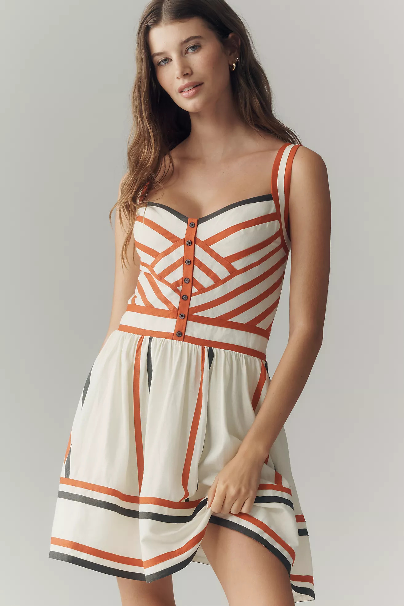 By Anthropologie Linen Geometric Print Mini Dress | Anthropologie (US)