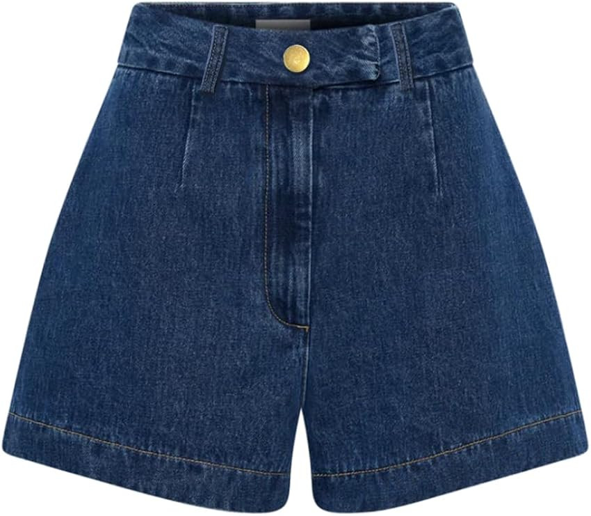 Women's Denim 2 Piece Set Casual Business Sleeveless Jean Blazer Vest Tops and Shorts Outfit Trac... | Amazon (US)