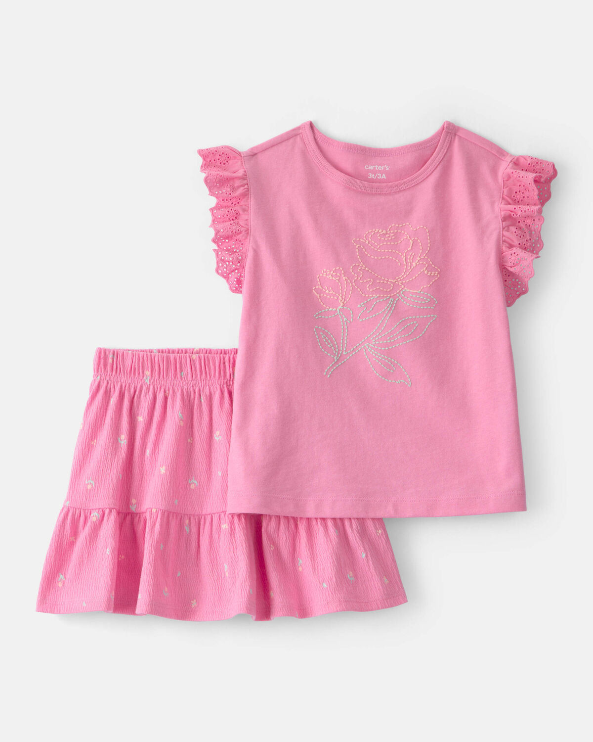 Toddler Girl 2-Piece Floral Top & Skort Set - Pink | Carter's Inc