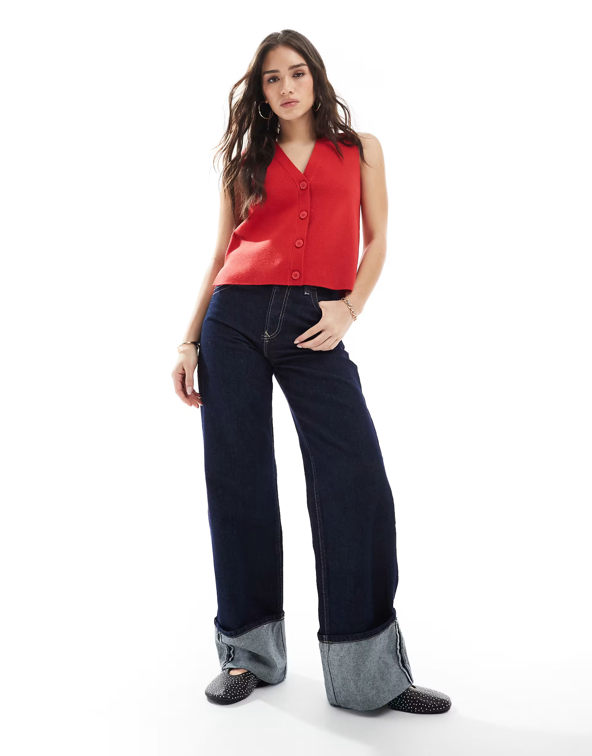 New Look button down knitted waistcoat in bright red | ASOS | ASOS (Global)