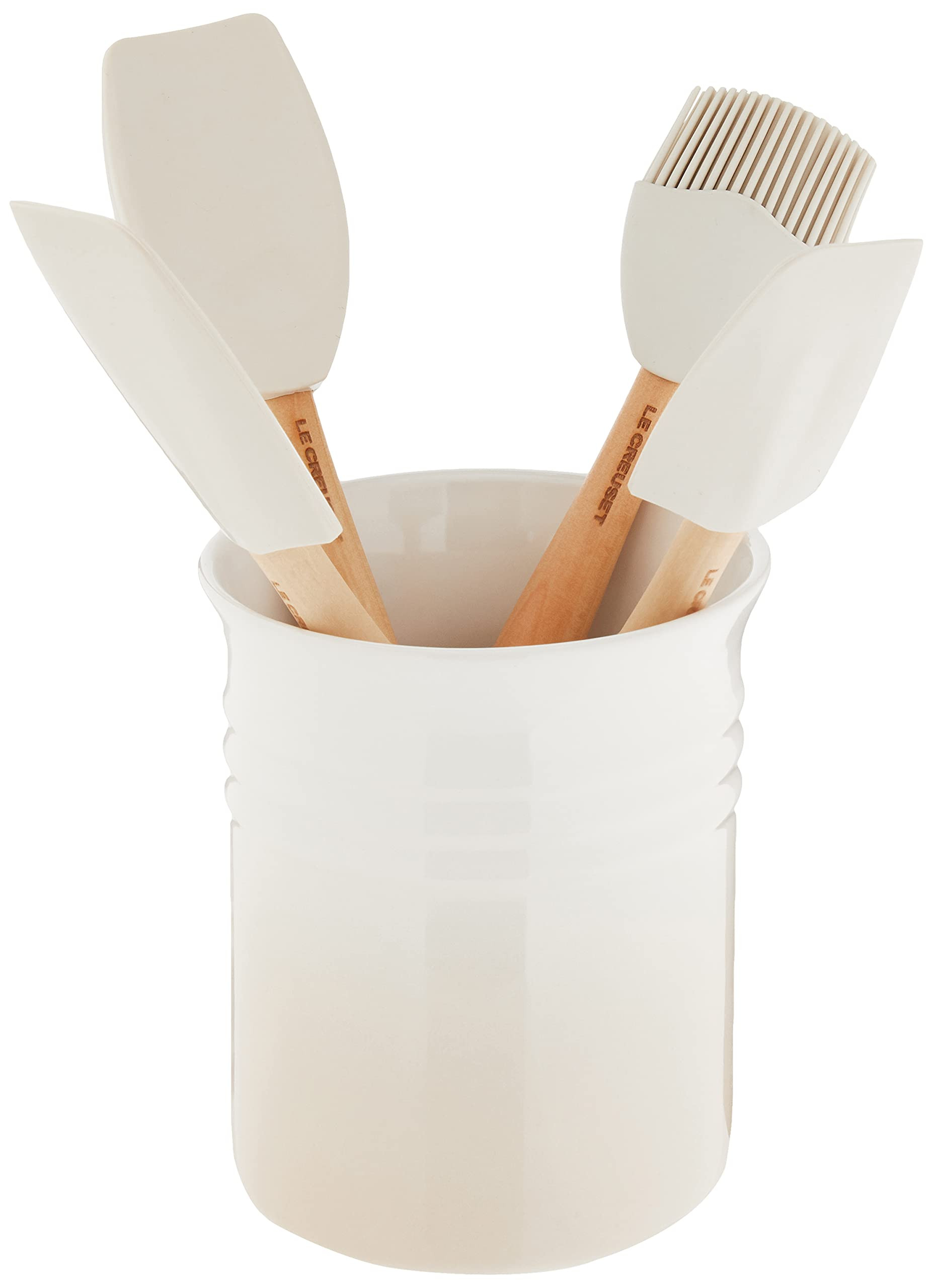 Le Creuset Silicone Craft Series Utensil Set with Stoneware Crock, 5 pc., Meringue | Amazon (US)