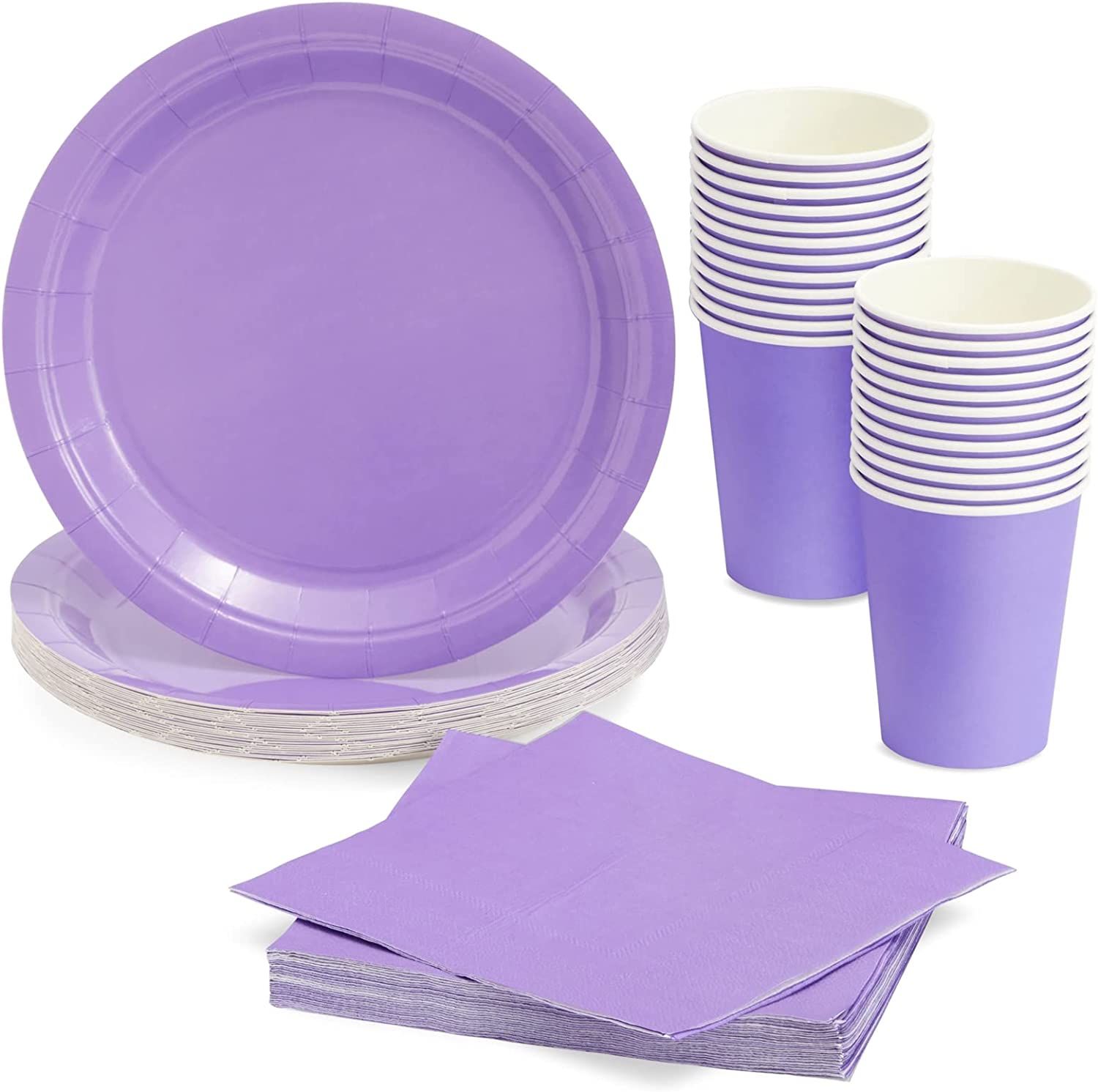 72 Pieces of Purple Party Supplies with Paper Plates, Cups, and Napkins for Birthday Decorations ... | Amazon (US)