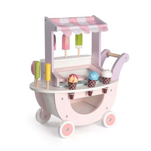ROBUD Wooden Ice Cream Cart Toys for Kids, Toddlers Pretend Play Food Truck, Gift for Girls and Boys 3 Years & Up, Pink | Amazon (US)