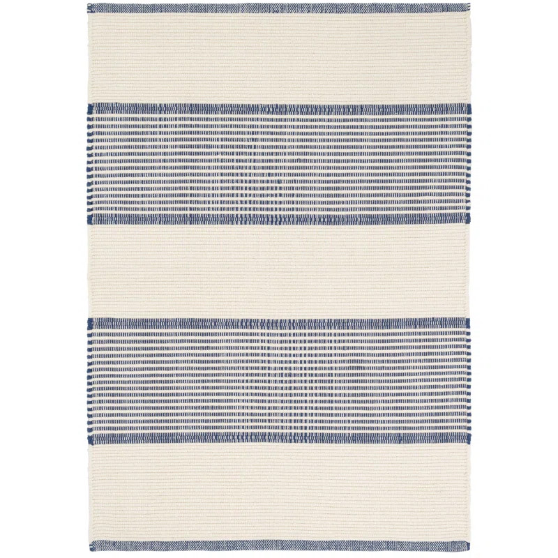 La Mirada Navy Handwoven Cotton Rug | Wayfair North America