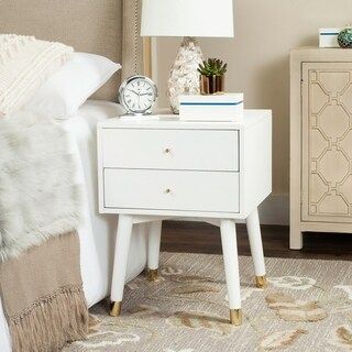 Safavieh Lyla Mid Century Retro White / Gold / White Gold Cap Nightstand | Bed Bath & Beyond