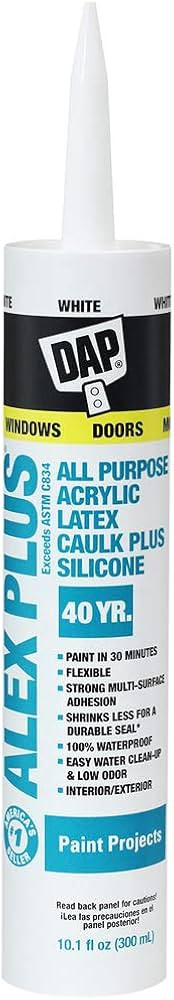 DAP INC 18152 10.1oz White Alex Plus Acrylic Latex Caulk with Silicone | Amazon (US)