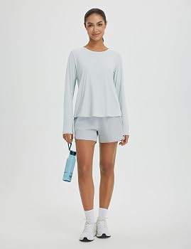 baleaf Women's Long Sleeve Workout Tops Quick Dry Shirts Split Back | Amazon (US)