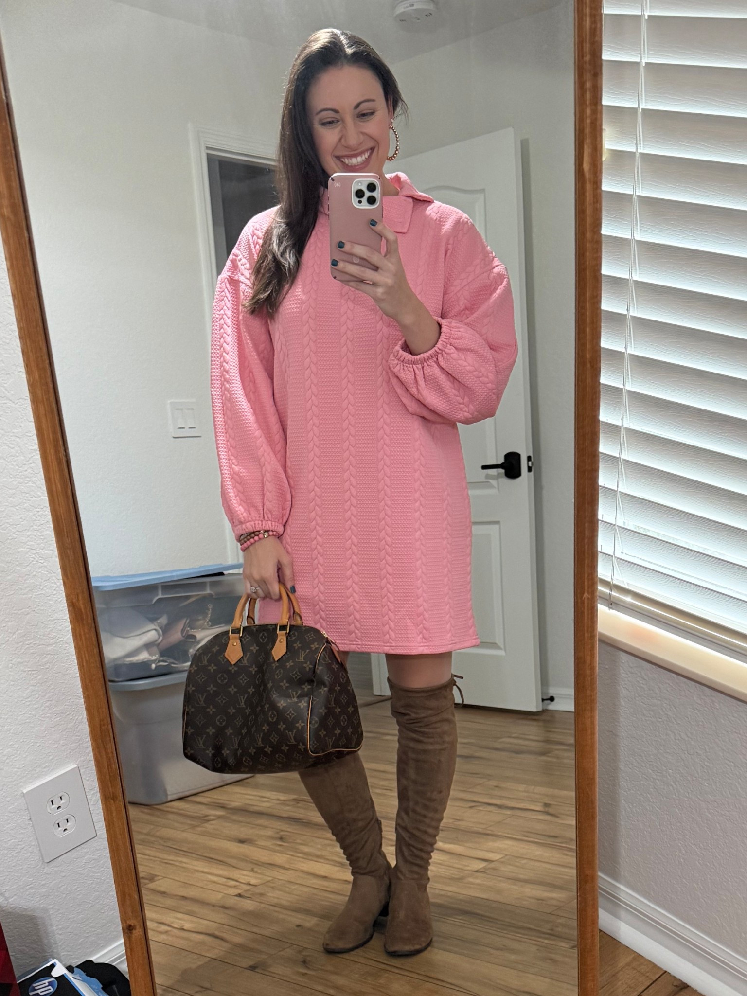 Transitional weather outfit inspo! I love this dress from Mint Julep and pairing it with tights and over the knee boots, hell yea!! Perfect for a night out! 

#LTKgrwm #LTKootd #LTKSeasonal
