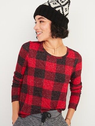 Patterned Plush-Knit Long-Sleeve Tee for Women | Old Navy (US)
