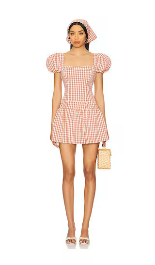 For Love & Lemons Georgia Gingham Short Sleeve Mini Dress in Mauve. - size M | Revolve Clothing (Global)