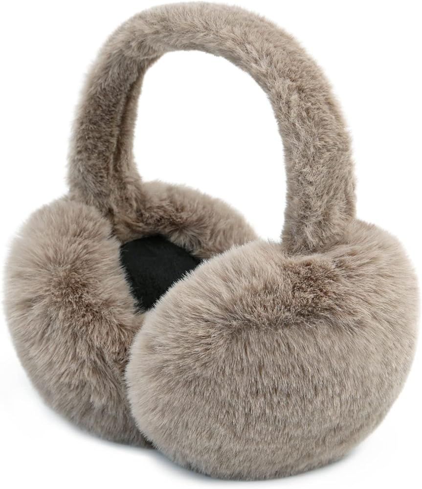 PIGBENGO Foldable Ear Muffs for Women Cold Weather Fluffy Earmuffs Winter Warm Headband Cute Slouchy | Amazon (US)