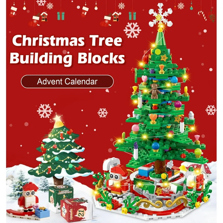 Zsiparty Advent Calendar 2025 Christmas Tree Building Set with LED Light, 24 Days Christmas Count... | Walmart (US)