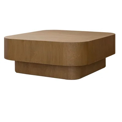 Millwood Pines Dipasquale Square Plynth Coffee Table, the reclaimed russian oak plinth dupe