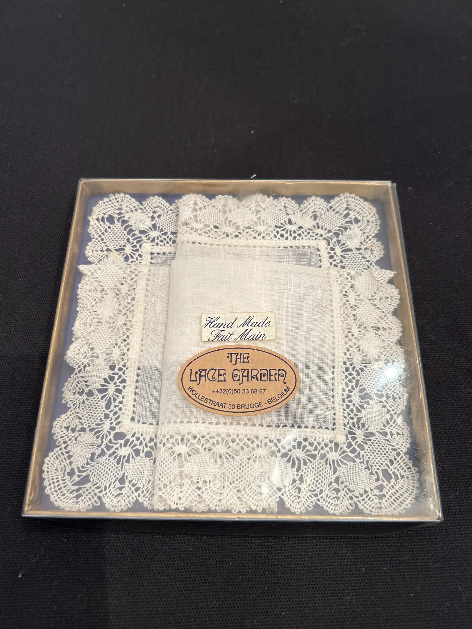 Vintage Belgium Lace Linen White Handkerchief in Original Box - Etsy | Etsy (US)