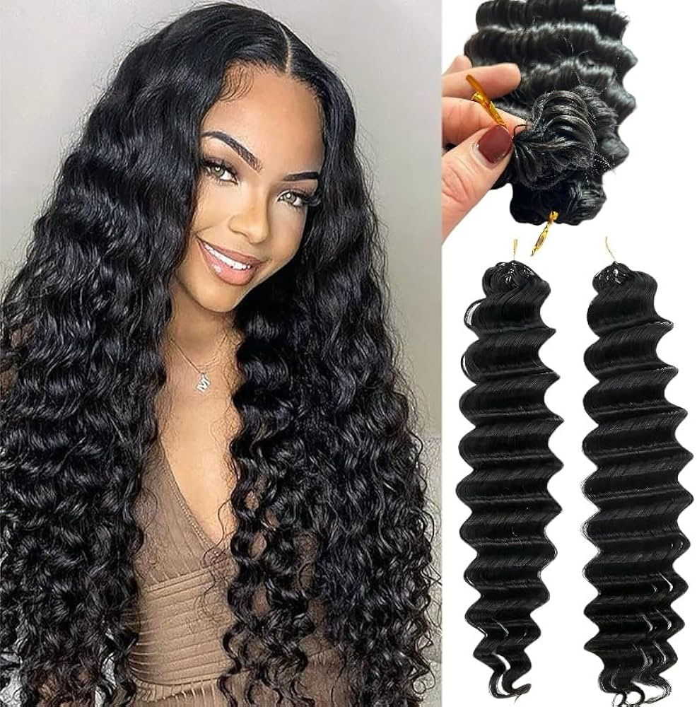 100% Human Hair Knotless Pre-Separated Crochet Hair Extensions Deep Culry Feather Hair Deep Wave ... | Amazon (US)