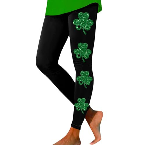 LVOFTJU womens st patricks day tops,st patrick's day,St Patricks Day Leggings For Women Casual Shamrock Legging Irish Green Pant Soft Tummy Control Workout Yoga Pants,St Patricks Day 001Black,XXL | Amazon (US)