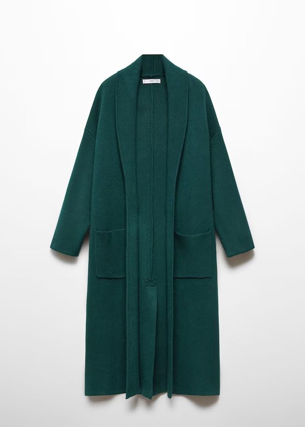 Oversized knitted coat with pockets | MANGO (US)