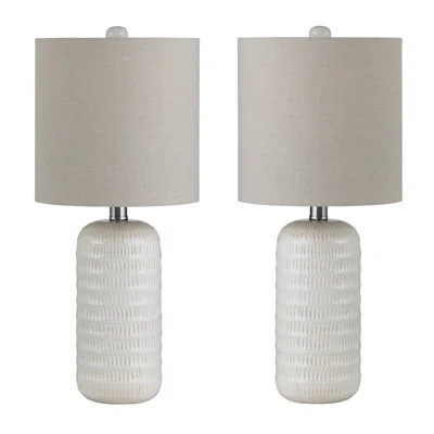 Set Of 2 Ceramic Table Lamp With Linen Shade | Wayfair North America
