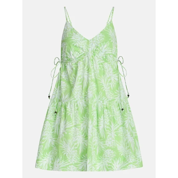 Free Assembly Women's Tiered Sleeveless Cotton Mini Dress with Side Ties, Sizes XS-XXL | Walmart (US)