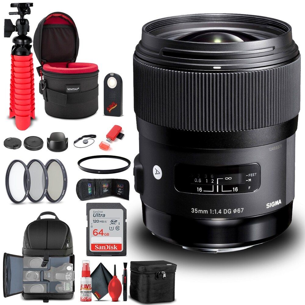 Sigma 35mm f/1.4 DG HSM Art Lens for Nikon F (340306) Bundle (Black) | Bed Bath & Beyond