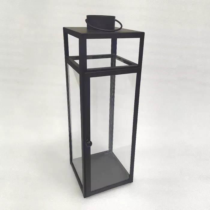24" x 8" Decorative Metal Lantern Candle Holder Black - Threshold™ | Target