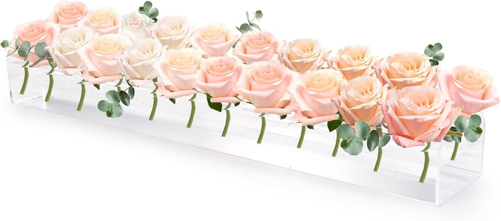 CHANONE 24 Inch Clear Acrylic Flower Vase Rectangular Floral Centerpiece for Dining Table Modern ... | Amazon (CA)