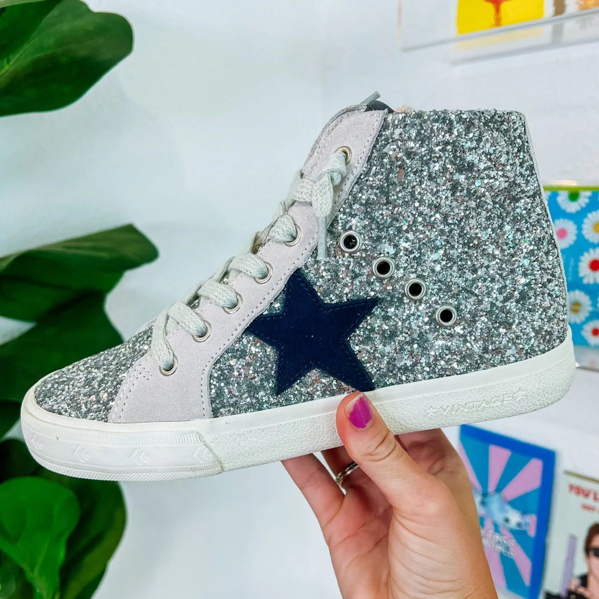 Breakout High Top Sneakers - Silver Glitter | Southern Roots
