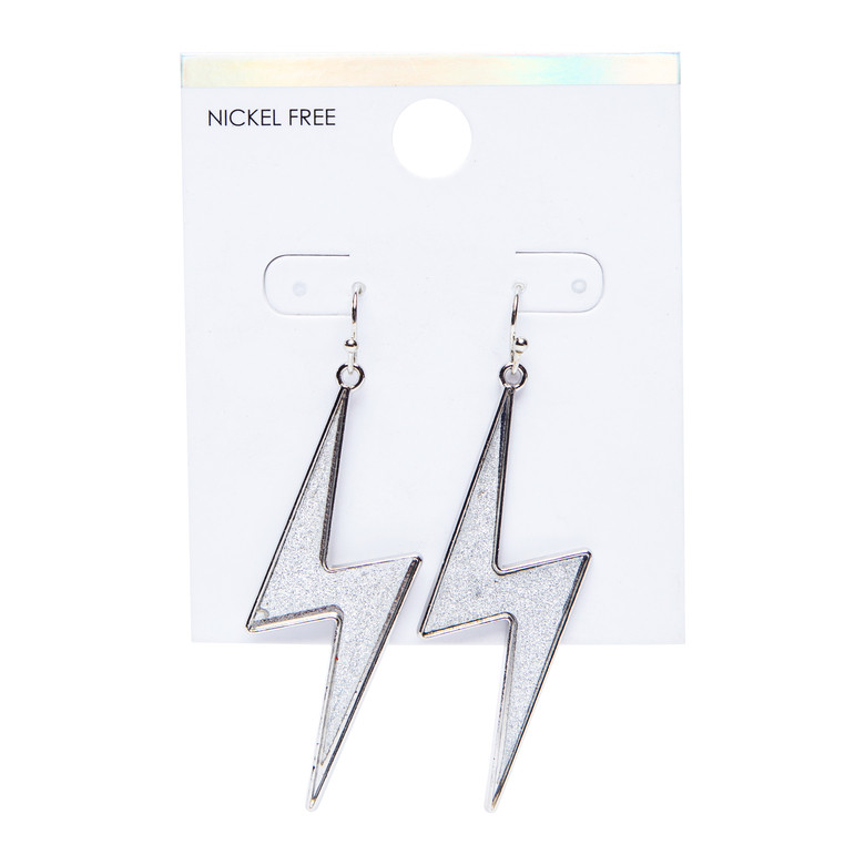 Silver Lightning Bolt Nickel-Free Earrings | Five Below