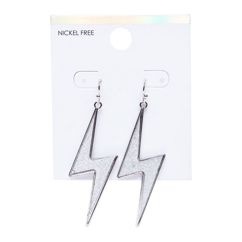 Silver Lightning Bolt Nickel-Free Earrings | Five Below