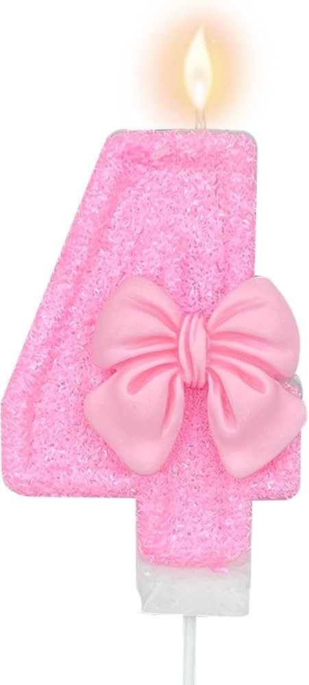 Pink Number 4 Candle for Girl Birthday Party Decorations, Girl 4th Birthday Party Decorations Sup... | Amazon (US)