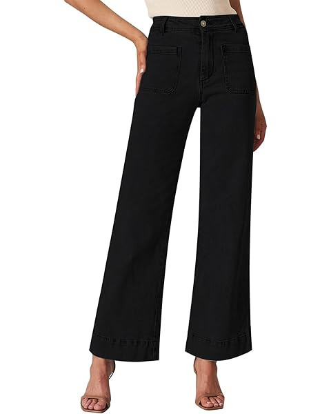 Straight Leg Jeans for Women Trendy High Waisted Cropped Boyfriend Mom Stretchy Frayed Hem Loose ... | Amazon (US)