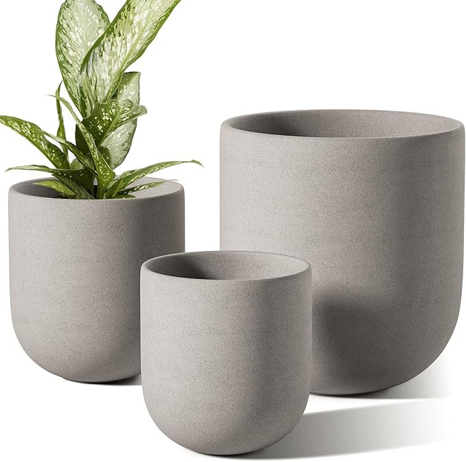 LE TAUCI 6+8+10 Inch Plant Pots Indoor, Ceramic Planters for Indoor Plants, Cylinder Pots with Dr... | Amazon (CA)