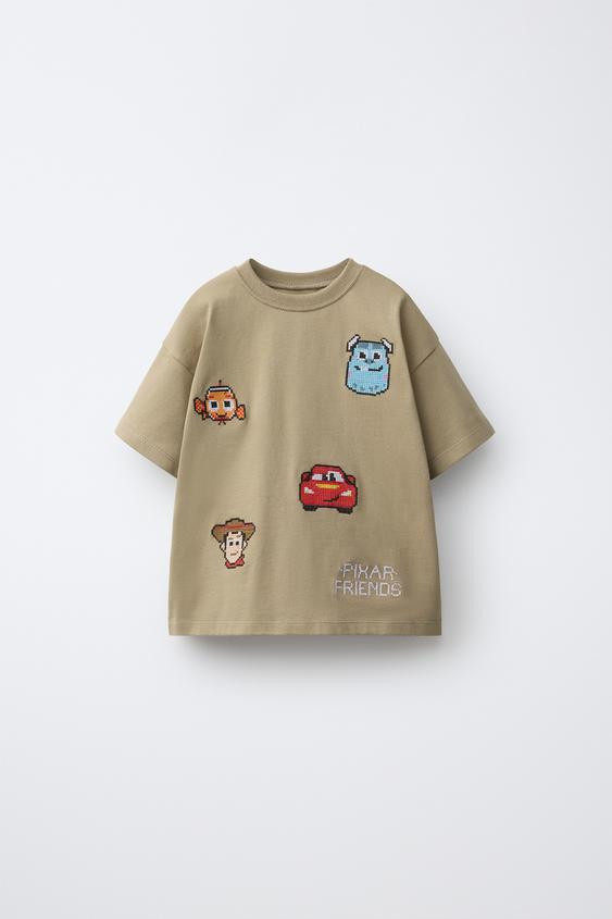 Zara - Cross-Stitch Embroidery © Disney Pixar T-Shirt - Light Brown - 6 Years (45,2 Inches) - Kids | Zara US