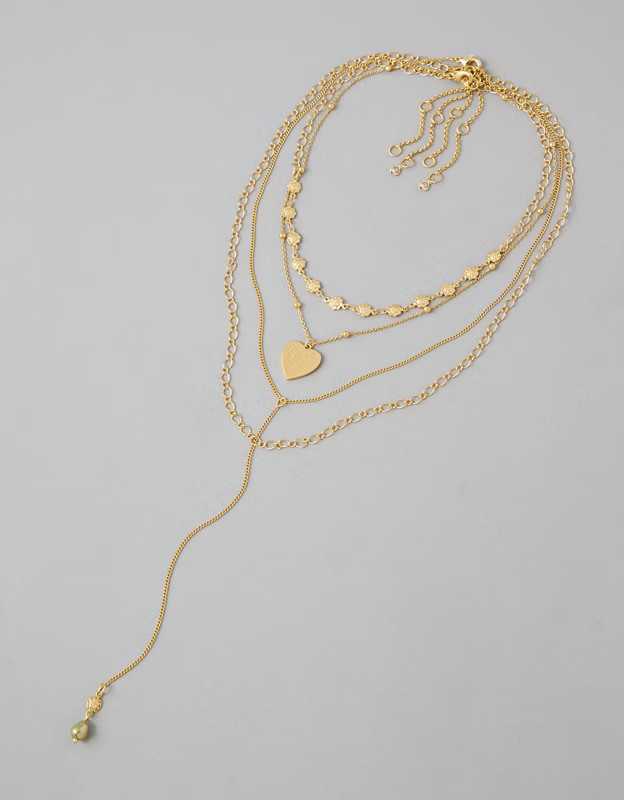 AEO Heart & Pearl Necklaces 4-Pack | American Eagle Outfitters (US & CA)