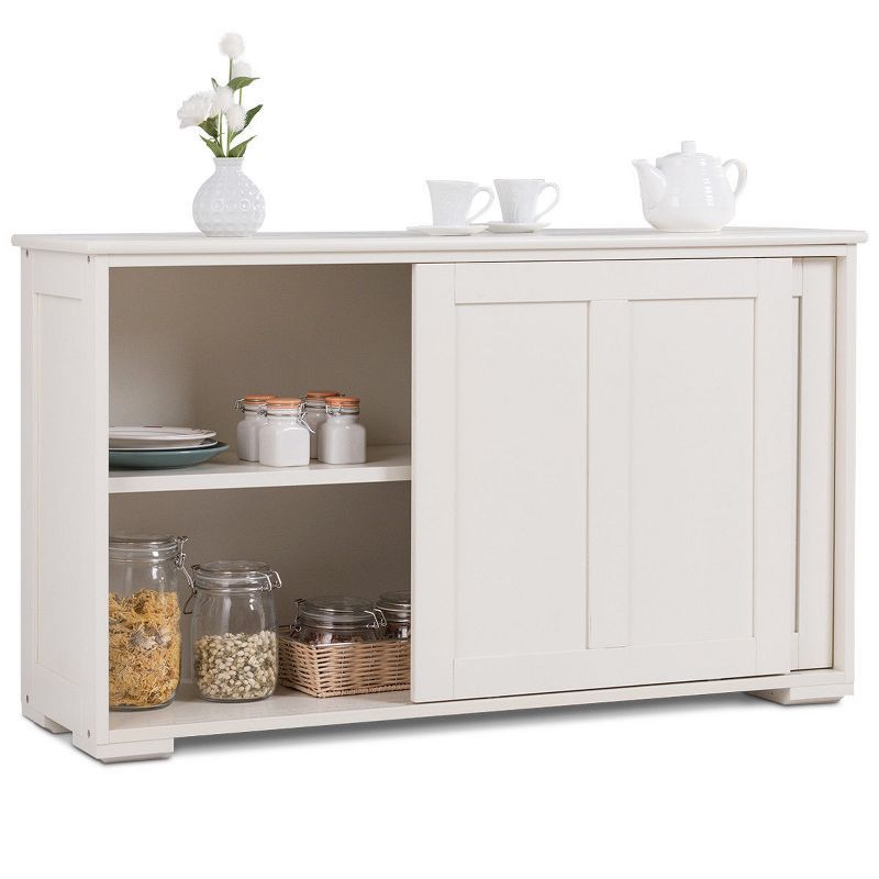 Costway Kitchen Storage Cabinet Sideboard Buffet Cupboard Wood Sliding Door Pantry | Target