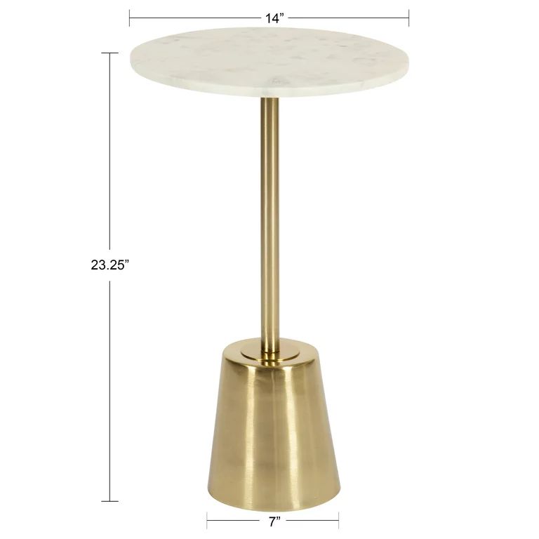 Kate and Laurel Tira Modern Marble Side Table, 14 x 14 x 24, Gold, Small Pedestal Table for Decor... | Walmart (US)